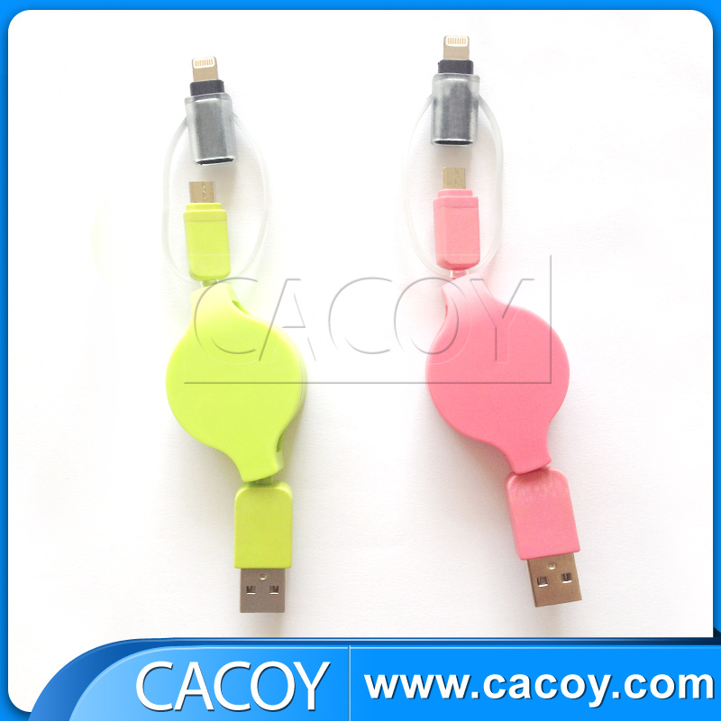 Retractable 2 in 1 MFi cable